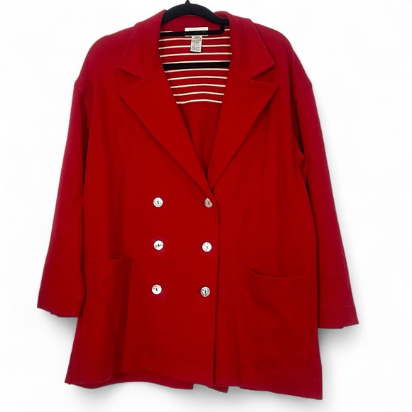 Elegant Women's Scarlet Double-Breasted all cotton jacket red medium - Picture 1 of 5